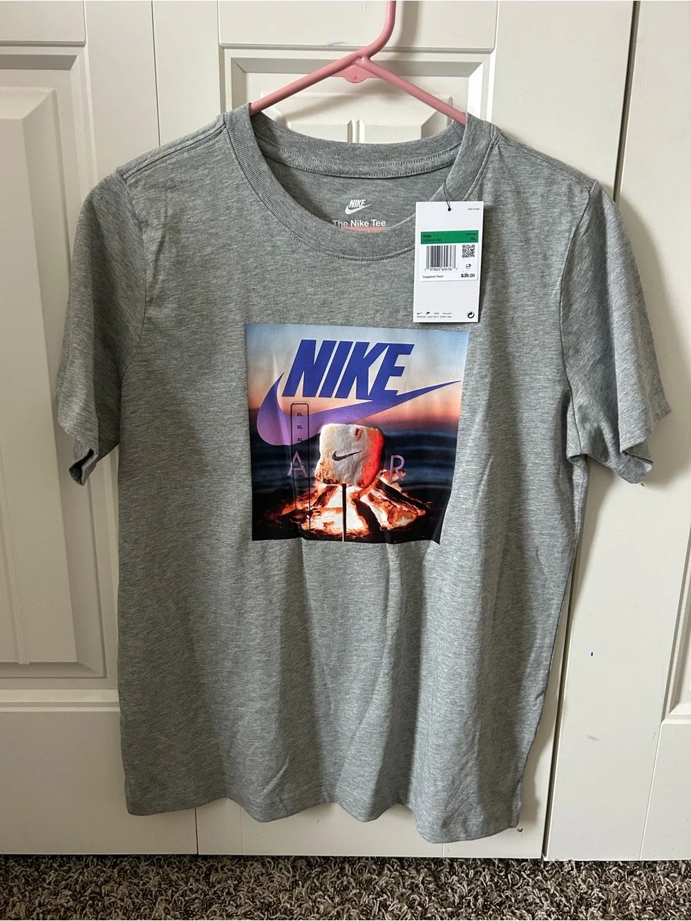 Nike Youth Grey Graphic Logo T-Shirt